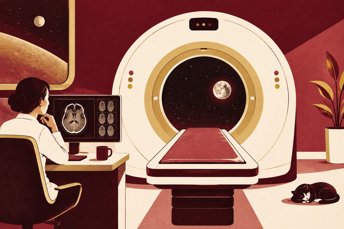 A CT scanner imagined as a portal to the moon